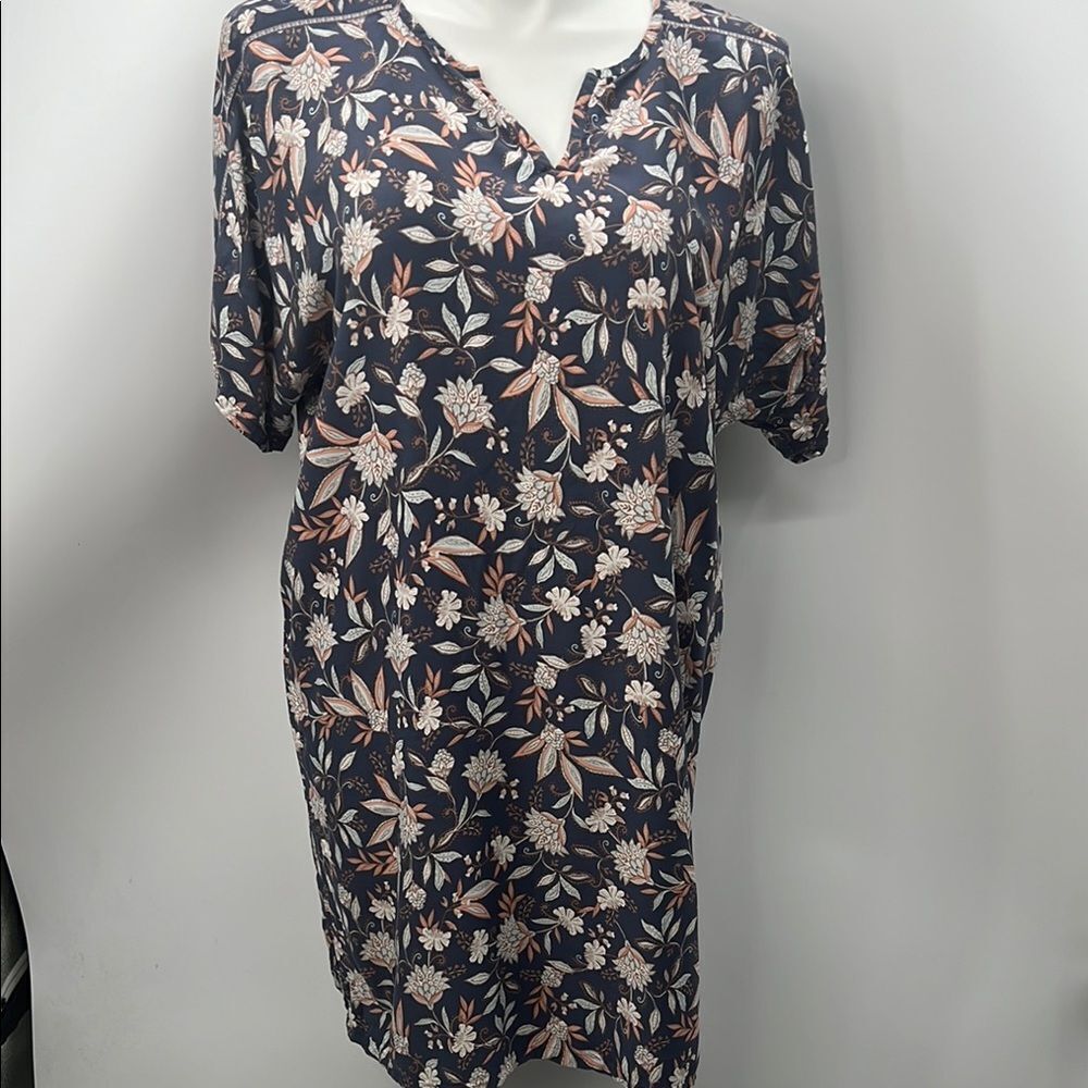 Purejill Gray floral V-neck Short Sleeve Large Nightgown